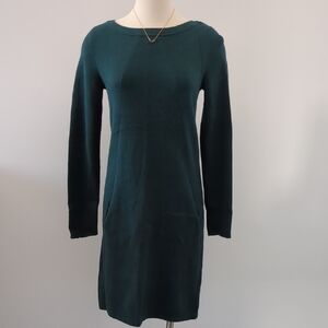 Nicole Miller Dark Green Long Sleeve Teal  Sweater Dress